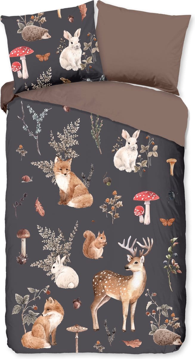 Pure dekbedovertrek herfst dieren - 1 persoons 140x200/220 cm - Multi - Microvezel
