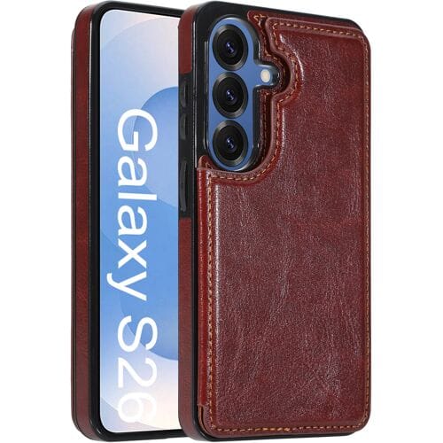 ShieldCase Wallet Case Hoesje - Geschikt voor Samsung Galaxy S26 Plus - Portemonnee Hoesje - Pasjeshouder - Bruin