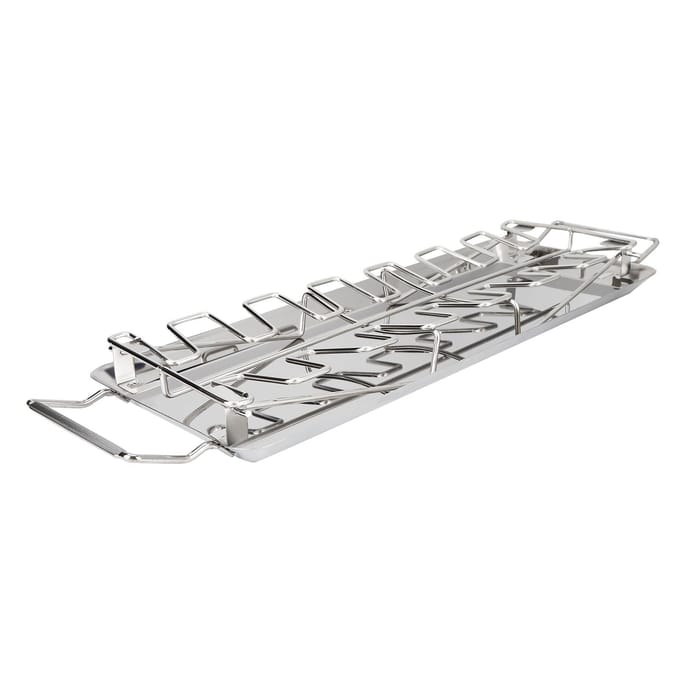 Support de Grill Pliant en Acier Inoxydable pour Pilon de Poulet avec Lèchefrite Accessoire de Barbecue white