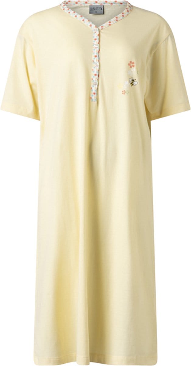 Lunatex - dames nachthemd 224163 - korte mouw - geel - maat M