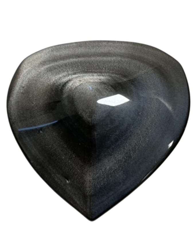 Obsidiaan zilver edelsteen hart ca. 6 cm