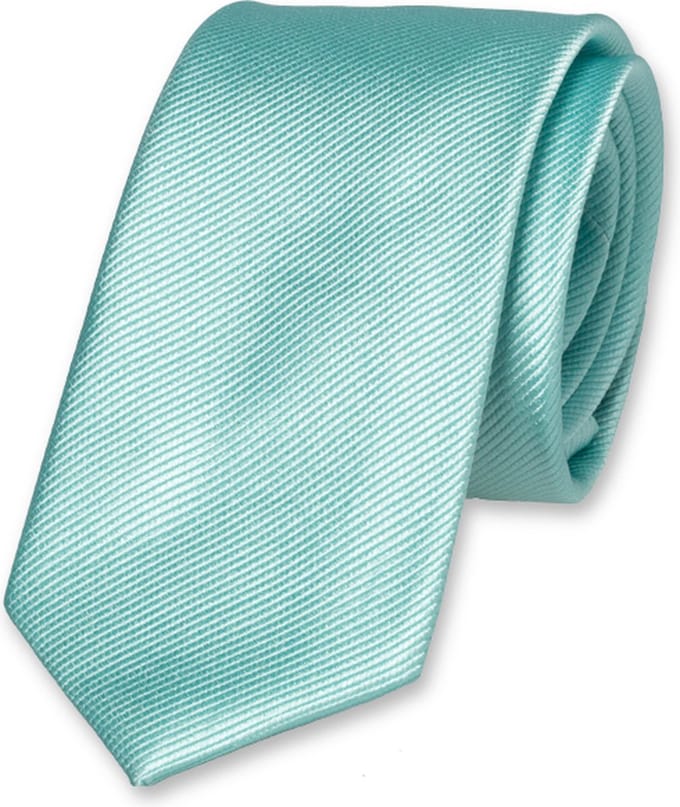 E.L. Cravatte Smalle Stropdas - Aqua - 100% Zijde