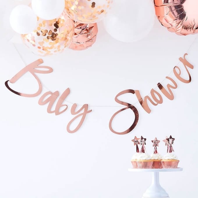 Babyshower slinger rosegoud
