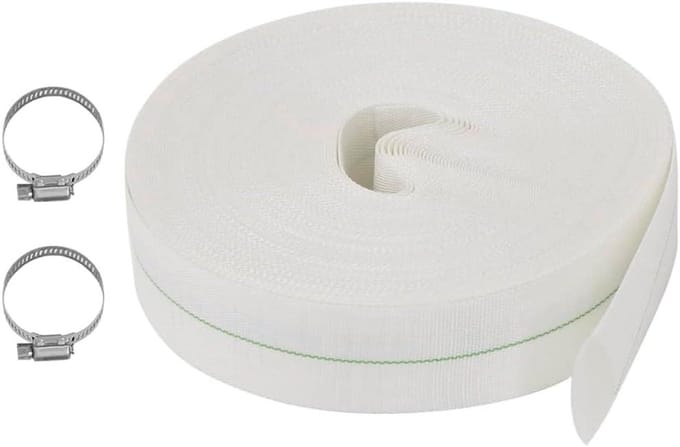 Platte Slang - Tuinslang PVC - Water Transport - Versterkt met Polyester - 50 Meter - Wit