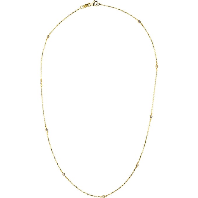 Collar afwisselend kabel ketting Diamonds 0,10 Cts Yellow Gold 18k