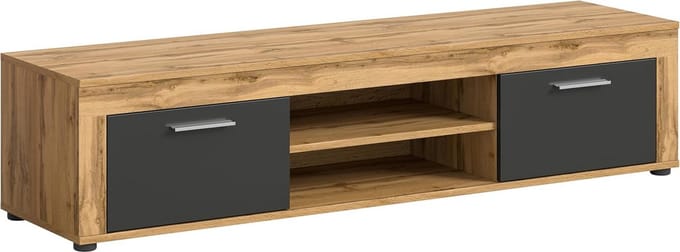 Wooncombinatie in Wotan Eiken en Grijs - Media-meubel, Dressoir en Vitrinekasten