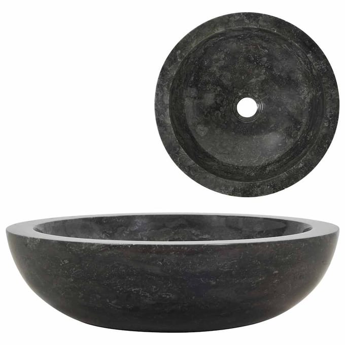 vidaXL - Gootsteen - 40x12 - cm - marmer - zwart