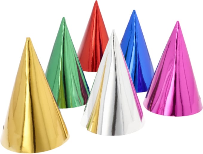 12x 6 Hoedjes assorti kleuren Metallic