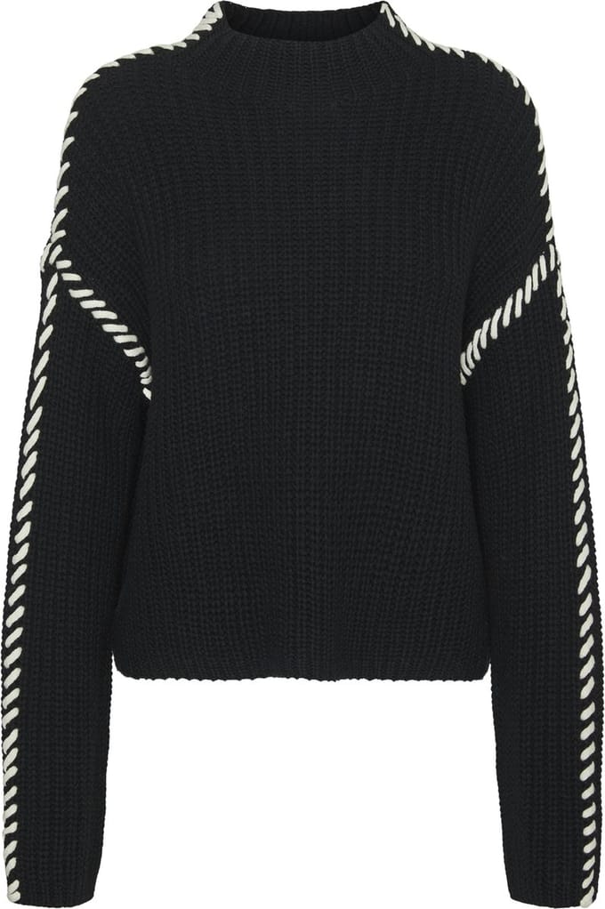 Vero Moda Trui Vmnewcream Ls Funnelneck Pullover B 10313514 Black/birch Dames Maat - S