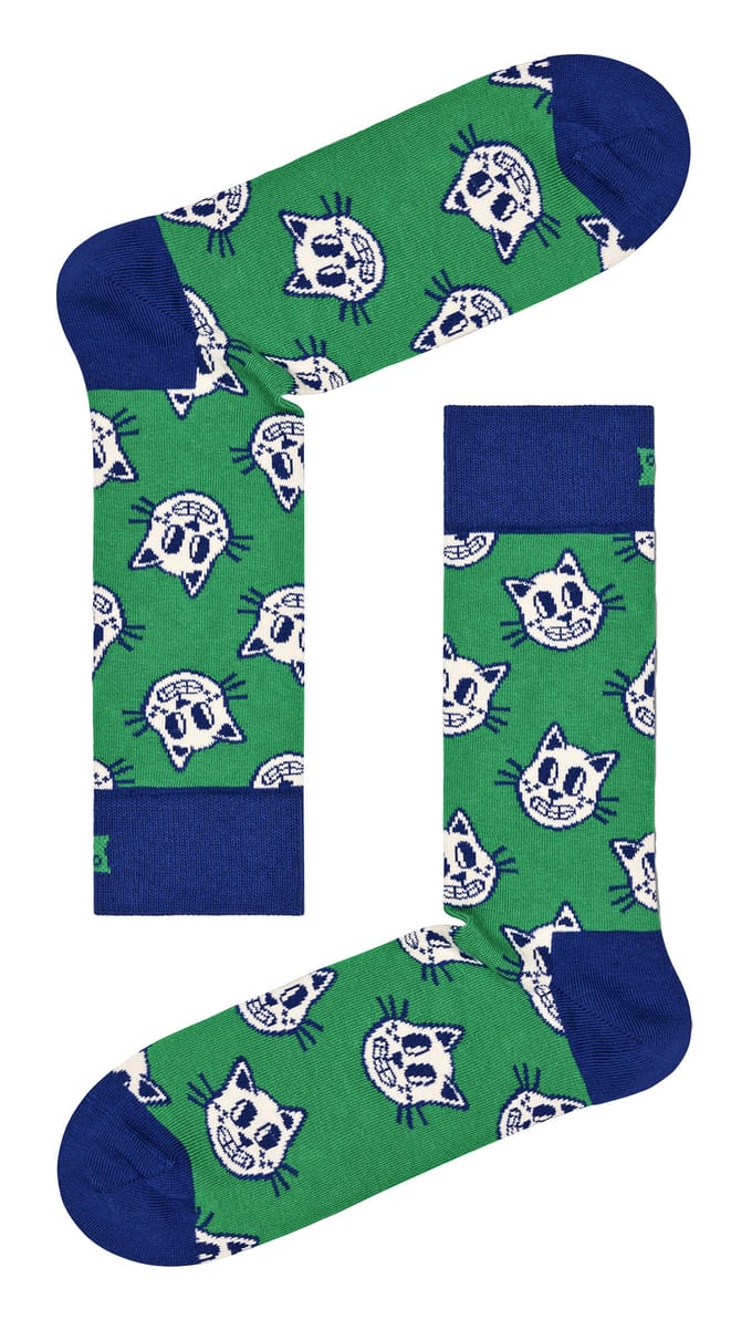 Happy Socks - Vrijetijdsokken met Kattenontwerp | Geweldig Cadeau - Kat