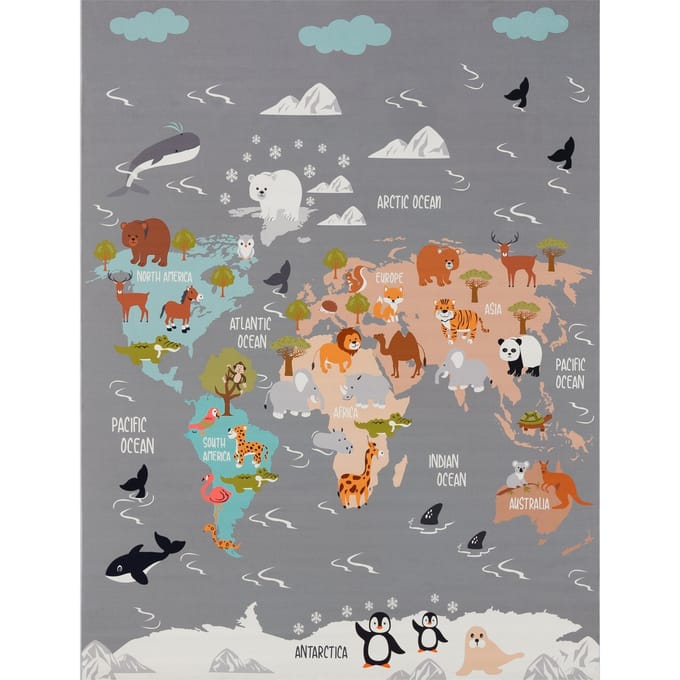 Kindertapijt Bini grijs  100x200 cm