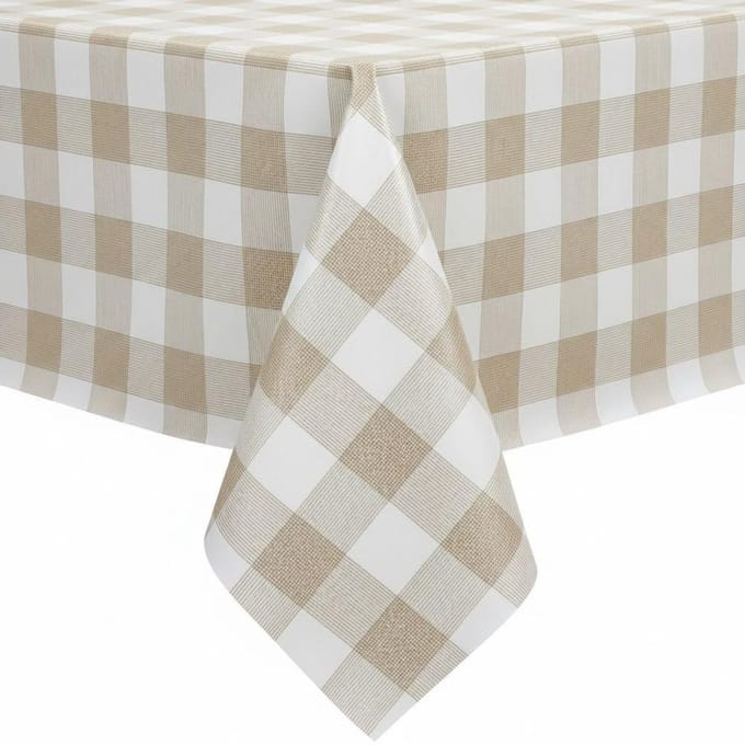 Protecttable - Tafelzeil Ruit Cotton Creme 140x250cm - Tafelkleed Afwasbaar - Kunststof