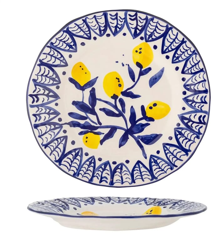 Bloomingville Bord aardewerk blauw maxima 27cm