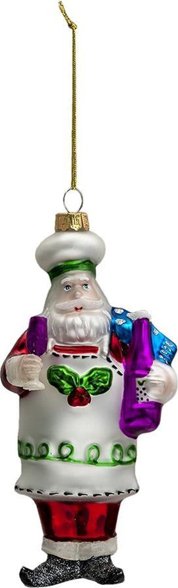 Clayre & Eef Kersthanger Kerstman 17 cm Rood Wit Glas