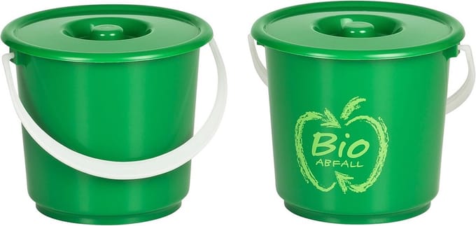 Biologische compostemmer 2,7L - Set van 2 - Groene keukenafvalemmer