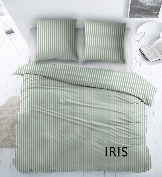 Sleepnight Dekbedovertrek Flanel Iris Groen - 140 x 200/220 cm + 1 kussensloop - [Groen]