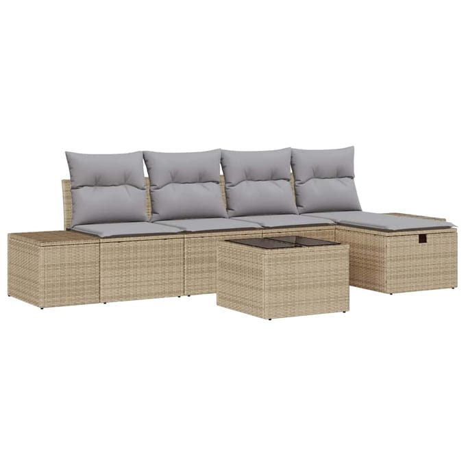 vidaXL - Bankstel - 5 - st - poly - rattan