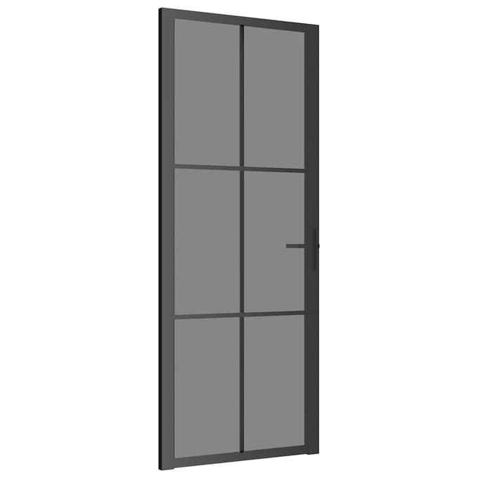 vidaXL - Binnendeur - 83x201,5 - cm - ESG-glas - en - aluminium - zwart