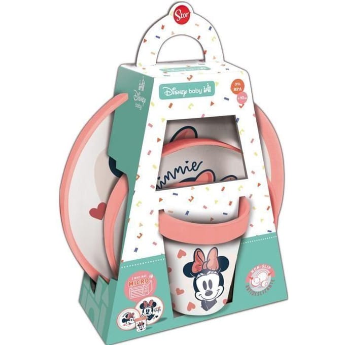 Coffret repas - THERMOBABY - 3 pièces - Bol, assiette et gobelet - Minnie blanc