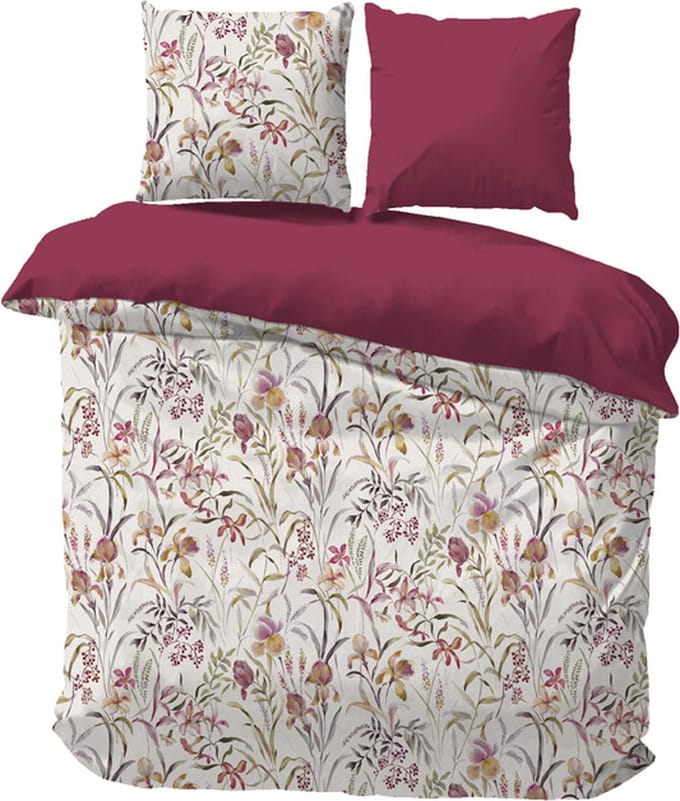 iSleep Dekbedovertrek Anne Fleur - Eenpersoons - 140x200/220 cm - Wit