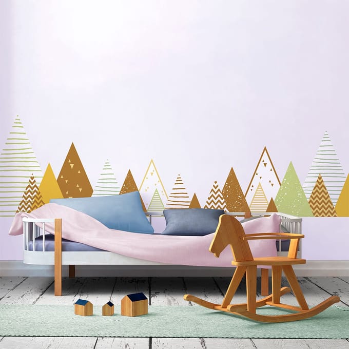 Kinderstickers van Scandinavische bergen van Louka, 120 x 200 cm