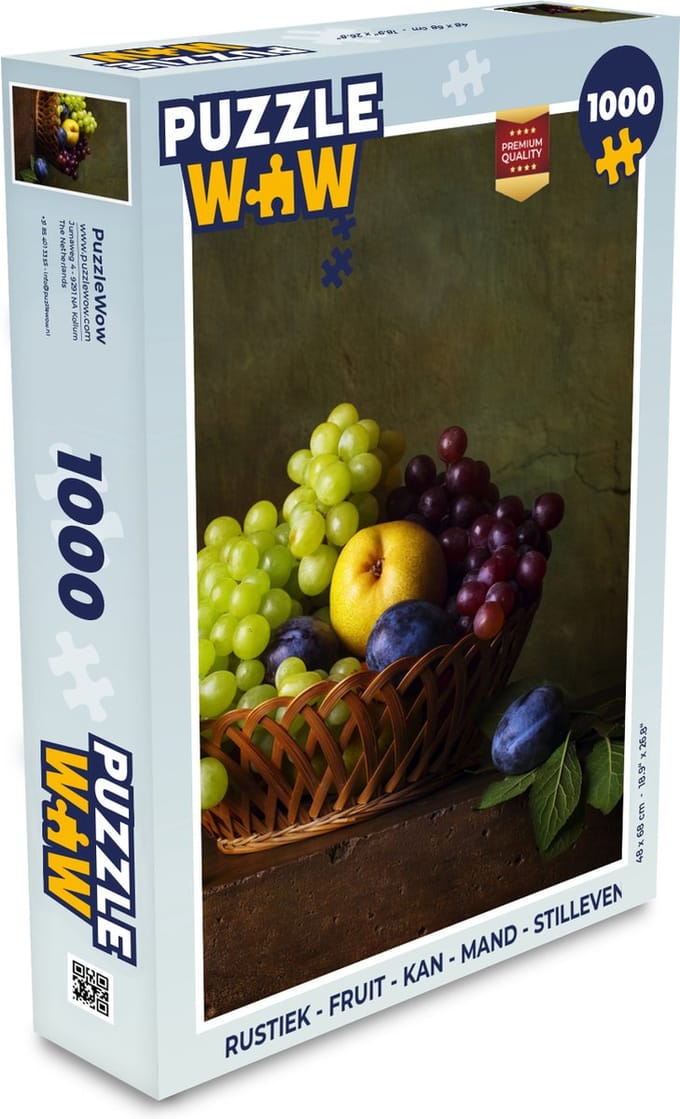 Puzzel Rustiek - Fruit - Kan - Mand - Stilleven - Legpuzzel - Puzzel 1000 stukjes volwassenen