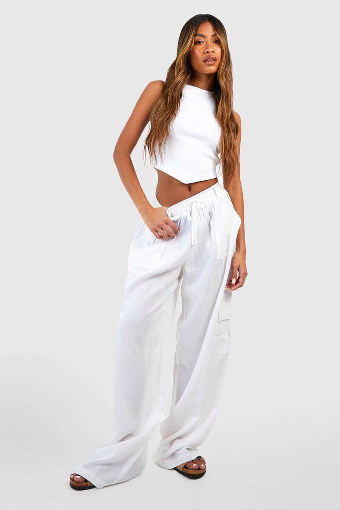 boohoo Dames Thick Binding V Hem Rib Vest | Wit | Maat: 40