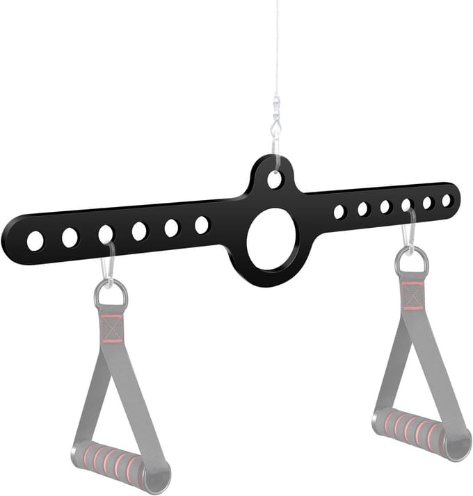 Optrekstang Triceps Touw - Kabel Machine Handgreep - Kracht Training Thuis - Universele Multi-Grip - 40 cm - Zwart