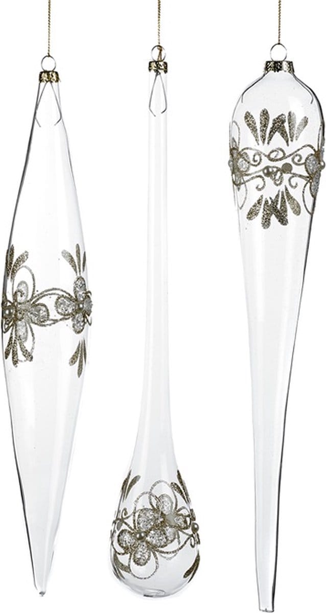 Goodwill Kerstbal Glas Zilver 8 cm  Voordeel Ass. Per 3 Stuks
