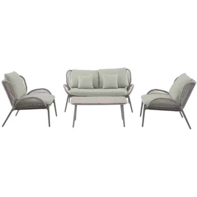 Central Park Loungeset Kea - Staal/wicker - Groen - 4 Personen