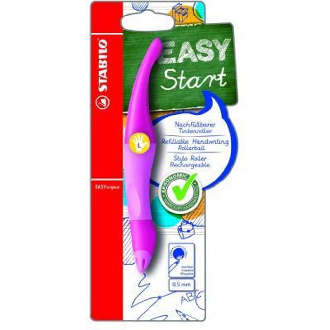 STABILO EASYoriginal - Ergonomische Rollerball - Linkshandig - Blauwe Inkt - Navulbaar - Roze