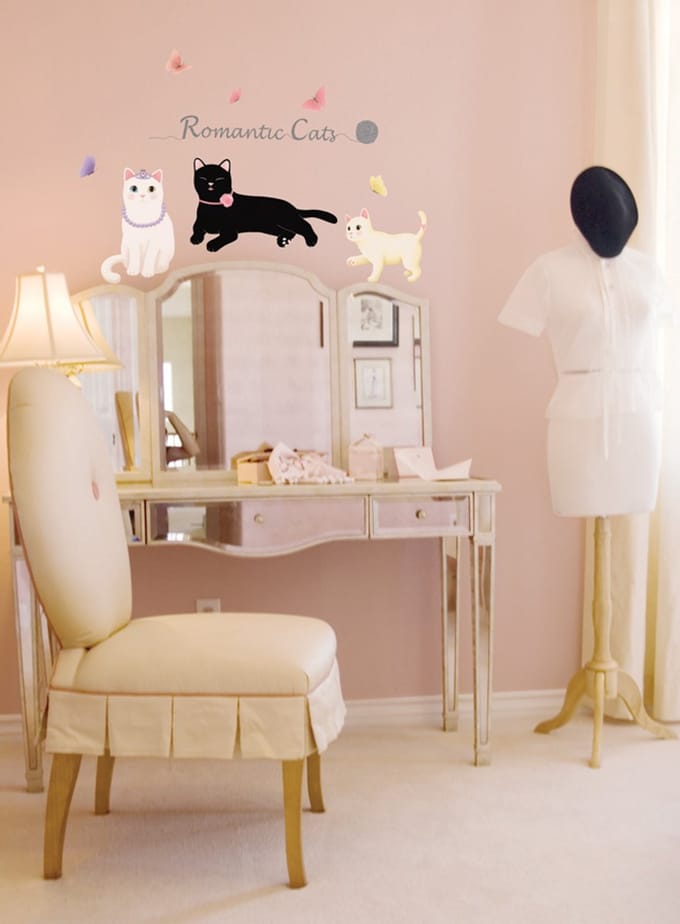 Romantische katten muurstickers voor decoratie