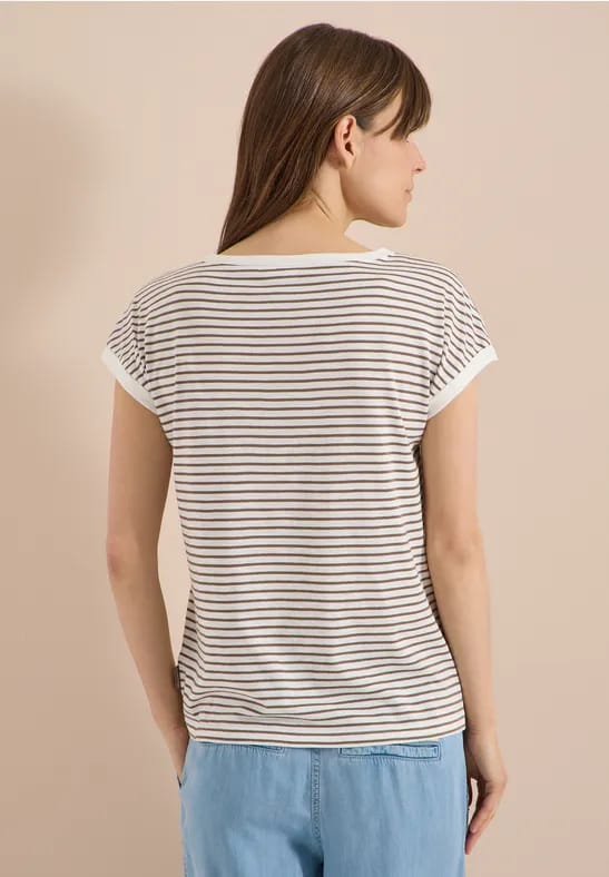 Shirt met boothals en strepen