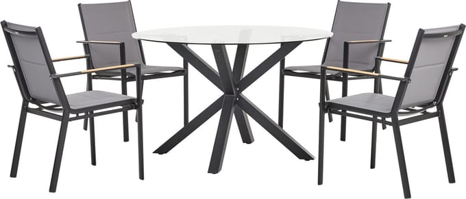 MALETTO/BUSSETO - Tuinset voor 4 - Zwart - Aluminium