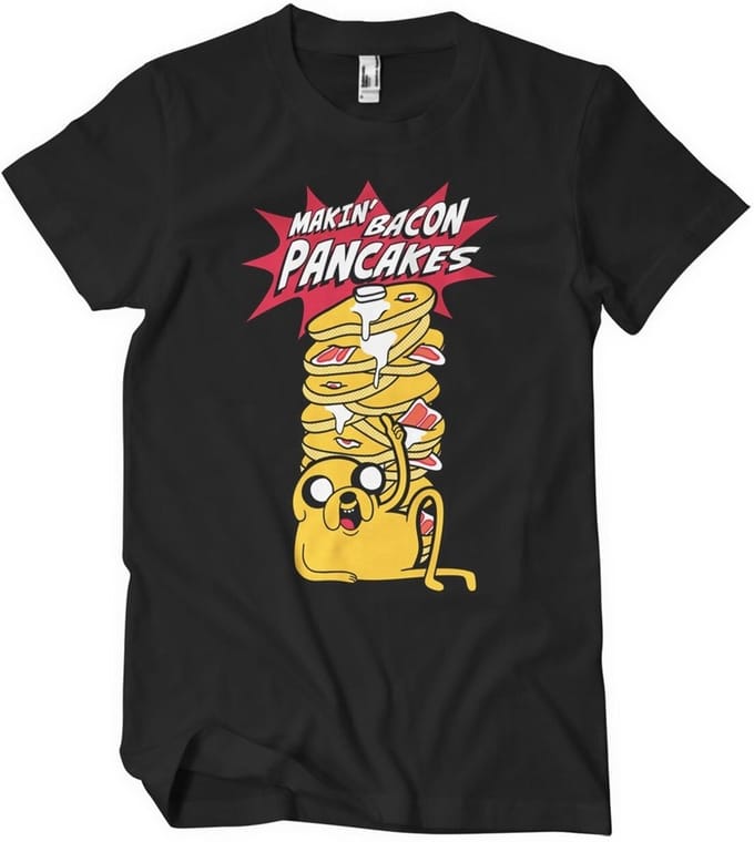 Adventure Time Makin' Bac-on -pannenkoeken T-shirt Zwart