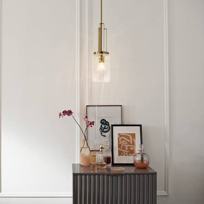 Kichler LED Hanglamp Kimrose | 1X E27 Max 60W | Dimbaar | Brushed Natural Brass