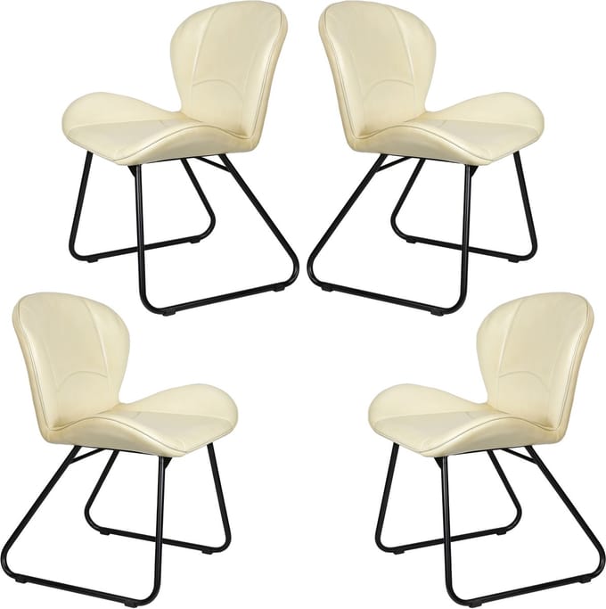 Moderne eetkamerstoelen van beige echt leer – comfortabele vergader- & bezoekersstoelen