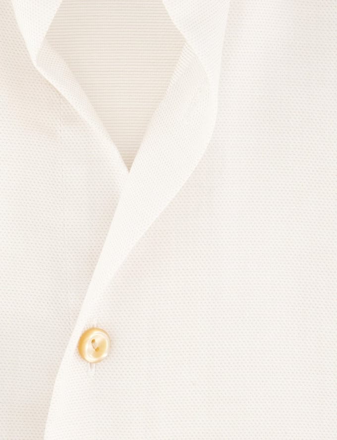 katoenen Eton overhemd creme effen Contemporary Fit
