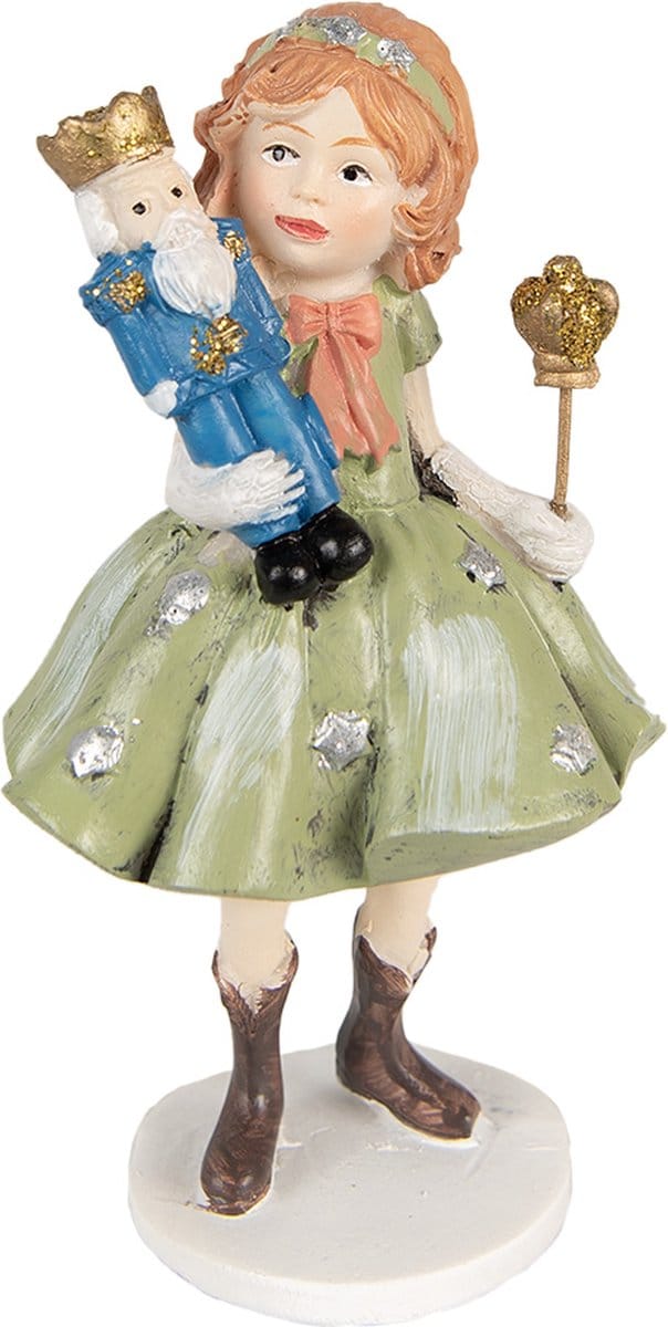 Clayre & Eef Decoratie Beeld Kind 12 cm Groen Polyresin