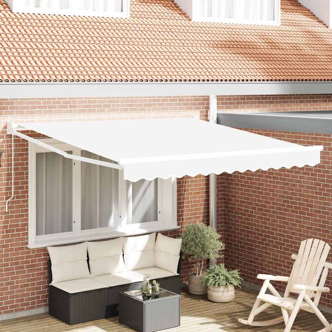 vidaXL - Uitschuifbare - luifel - Wit - 350 - x - 250 - cm