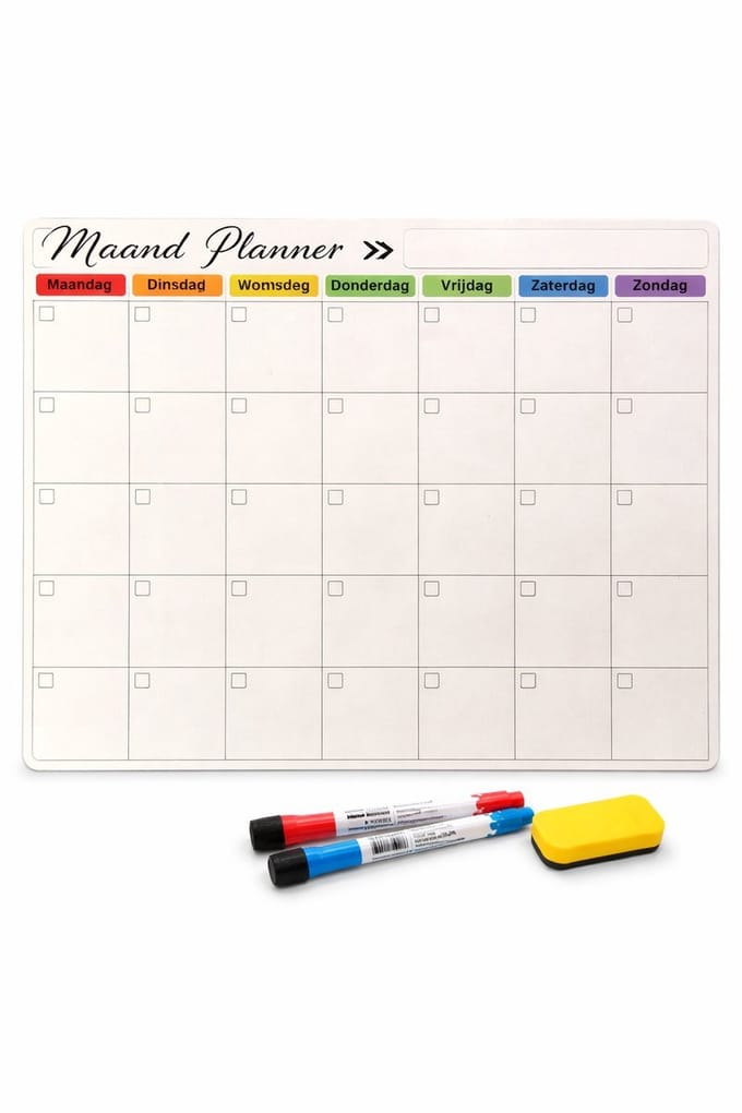 Weekplanner Whiteboard – Magnetisch Planbord – Magnetische Maandplanner – Inclusief Markers & Wisser