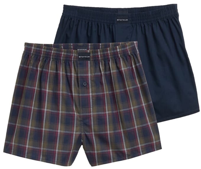 Tom Tailor - Korte boxershorts in een 2-pack - Maat S/4 - blue-dark-check
