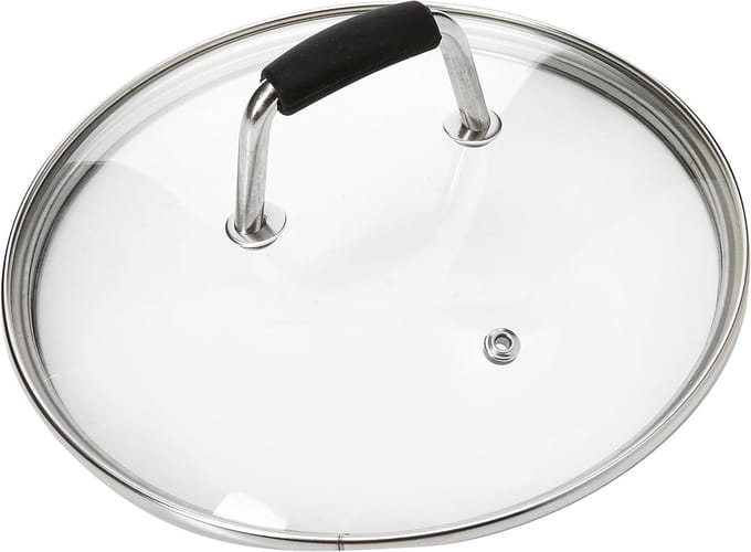 Glazen deksel 20 cm met RVS hendel en hittebestendige silicone