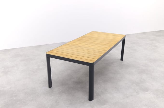 General tuintafel 220x100 cm. - aluminium royal grey frame / teak