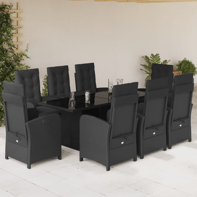 vidaXL - 9-delige - Tuinset - poly - rattan - zwart