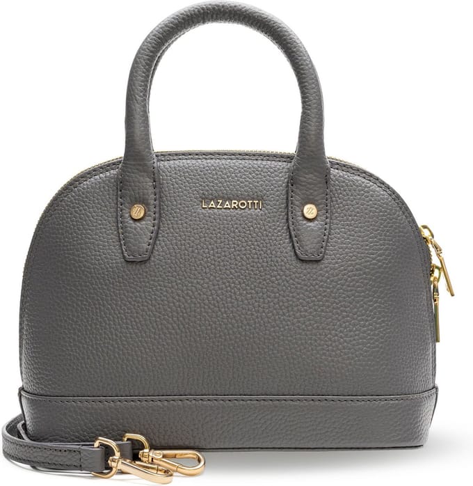 Lazarotti Leren Handtas Schoudertas Bologna Leather Handbag Grey 2 Grijs