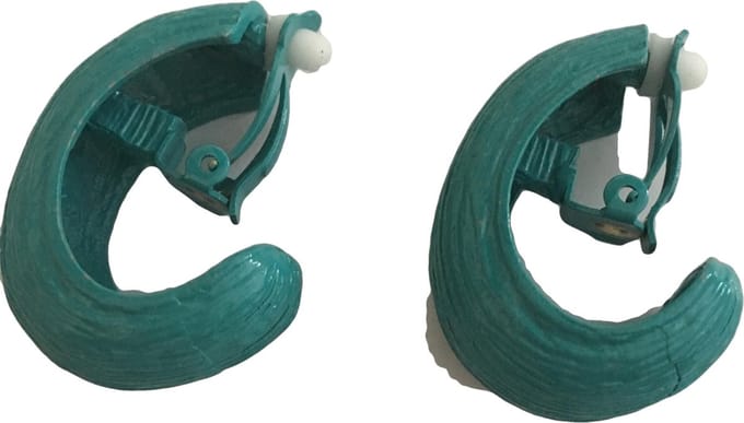 Petra's Sieradenwereld - Clipoorbel turquoise metaal groot (178)
