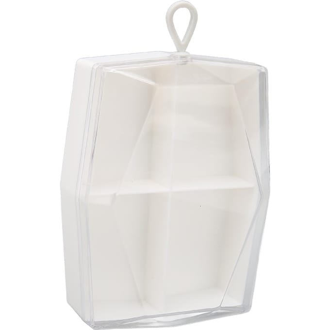 Boîte à Éponges de Maquillage à 4 Compartiments Couvercle Transparent Anti-Poussière Formes Géométriques Support pour Houppette white