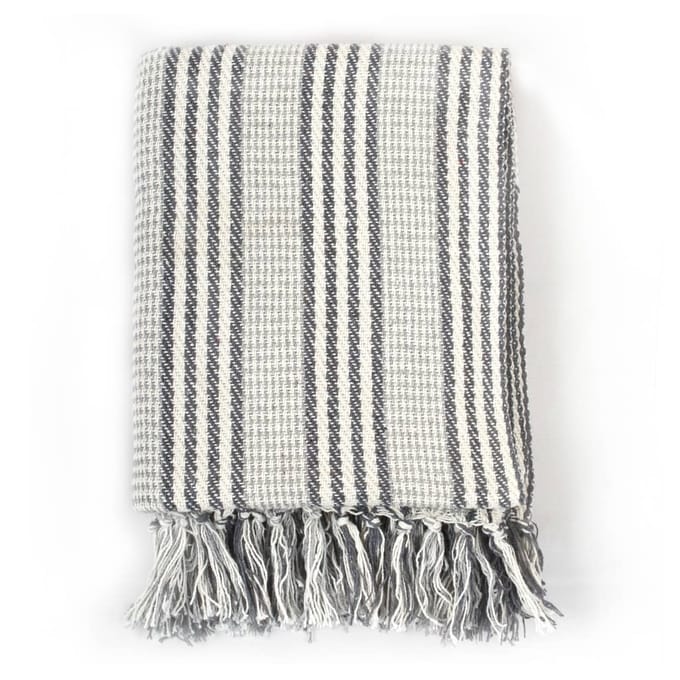 vidaXL - Plaid - strepen - 160x210 - cm - katoen - grijs - en - wit