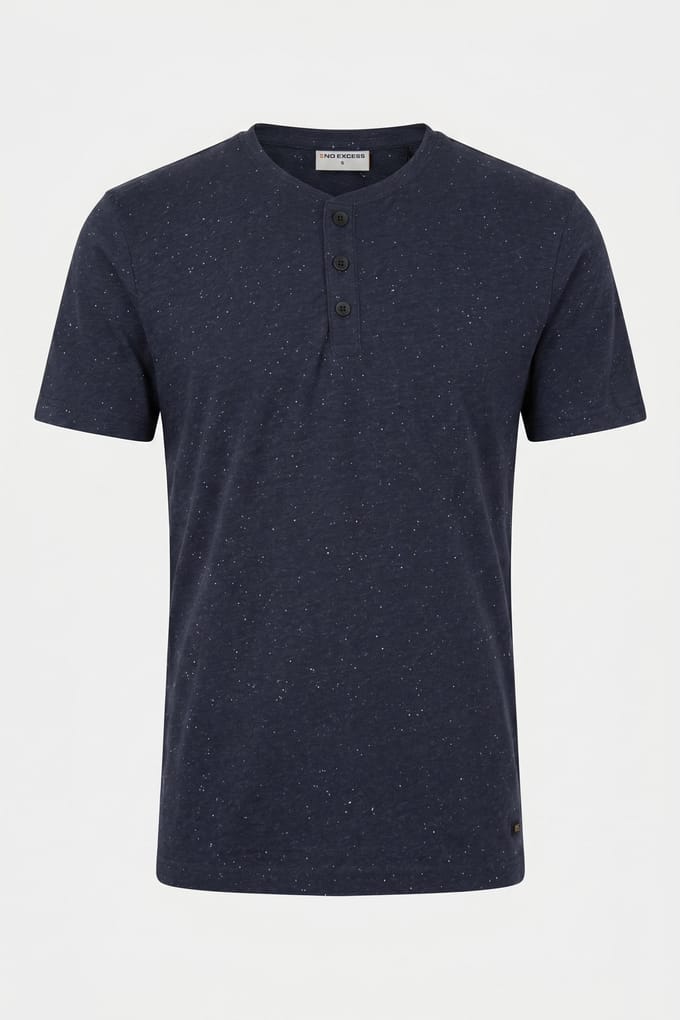 No Excess T-shirt Granddad With Neps Deep Blue Größe: M | Basic T-Shirts Outlet | Herren | Blau